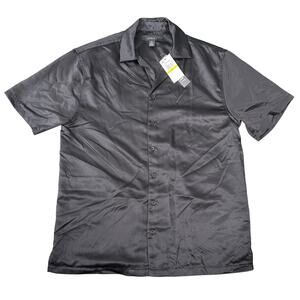 Jaywalker Men's Black Short Sleeve‎ Satin Shirt Size M
